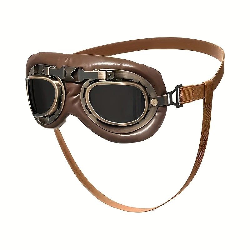 Retro Aviator Dog Goggles | Windproof & UV Protection Adjustable Foldable Sunglasses for Medium-Large Dogs(Bronze-transparent lens) - view 8
