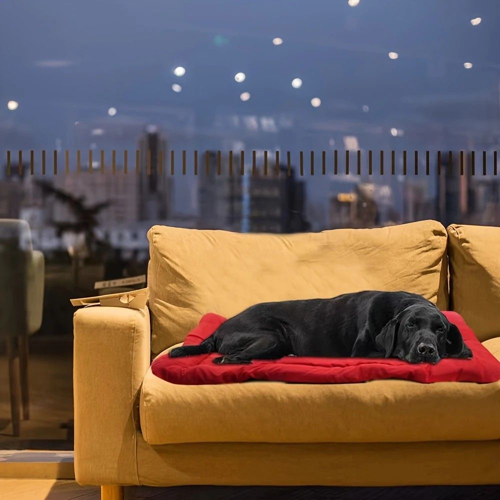 High-quality moisture-proof thick portable camping dog bed suitable for medium / large / small dogs - durable polyester outdoor mat with handle foldable design suitable for travel home and camping trips camping bed(red) - view 2