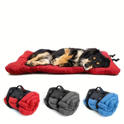 High-quality moisture-proof thick portable camping dog bed suitable for medium / large / small dogs - durable polyester outdoor mat with handle foldable design suitable for travel home and camping trips camping bed.BLUE - view 2