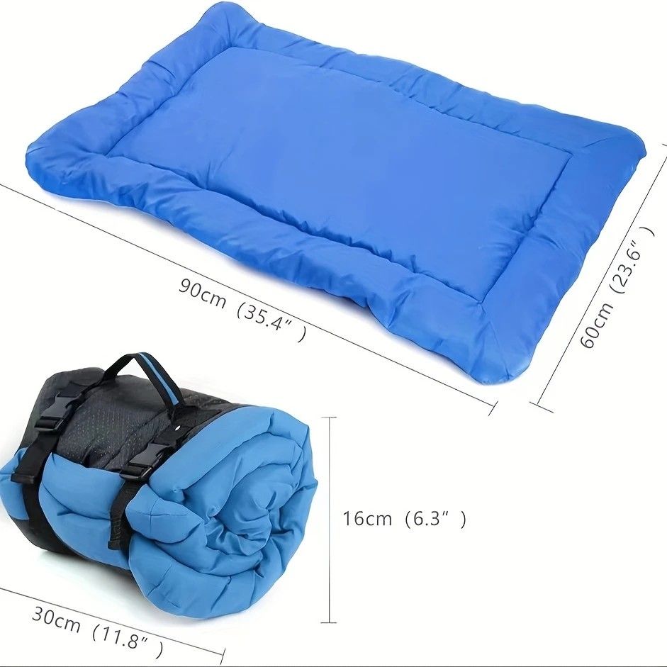 High-quality moisture-proof thick portable camping dog bed suitable for medium / large / small dogs - durable polyester outdoor mat with handle foldable design suitable for travel home and camping trips camping bed.GREY - view 5