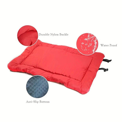 High-quality moisture-proof thick portable camping dog bed suitable for medium / large / small dogs - durable polyester outdoor mat with handle foldable design suitable for travel home and camping trips camping bed.pitch green - view 3