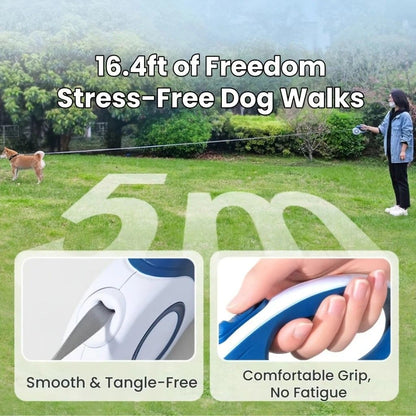Multi-function Automatic Retractable Pet Leash: High-Strength Anti-Break, One-Click Lock, Comfortable Grip, Eco-Friendly Waste Disposal, 3 Meters/118.11 Inches for Secure Dog Walking(claret-red) - view 3