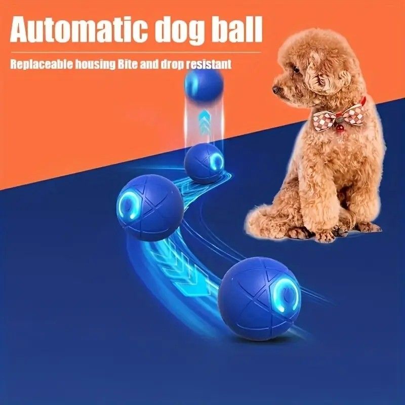 Smart Interactive Rolling Pet Ball – Automatic Self-Moving Cat & Small Dog Toy, Bite-Resistant Rechargeable Boredom Buster 52mm(blue) - view 2