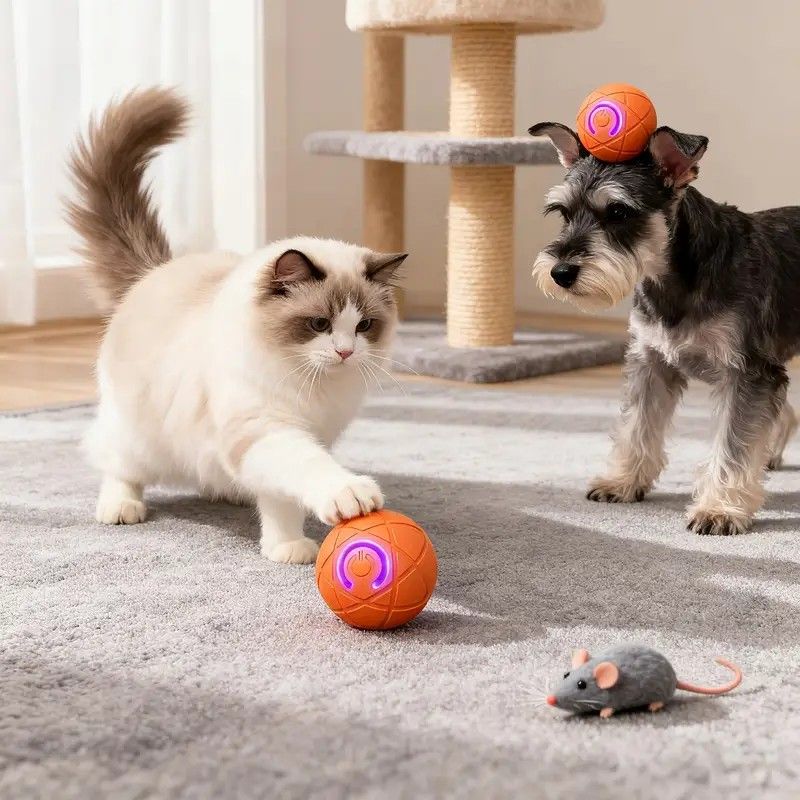 Smart Interactive Rolling Pet Ball – Automatic Self-Moving Cat & Small Dog Toy, Bite-Resistant Rechargeable Boredom Buster 52mm(blue) - view 3