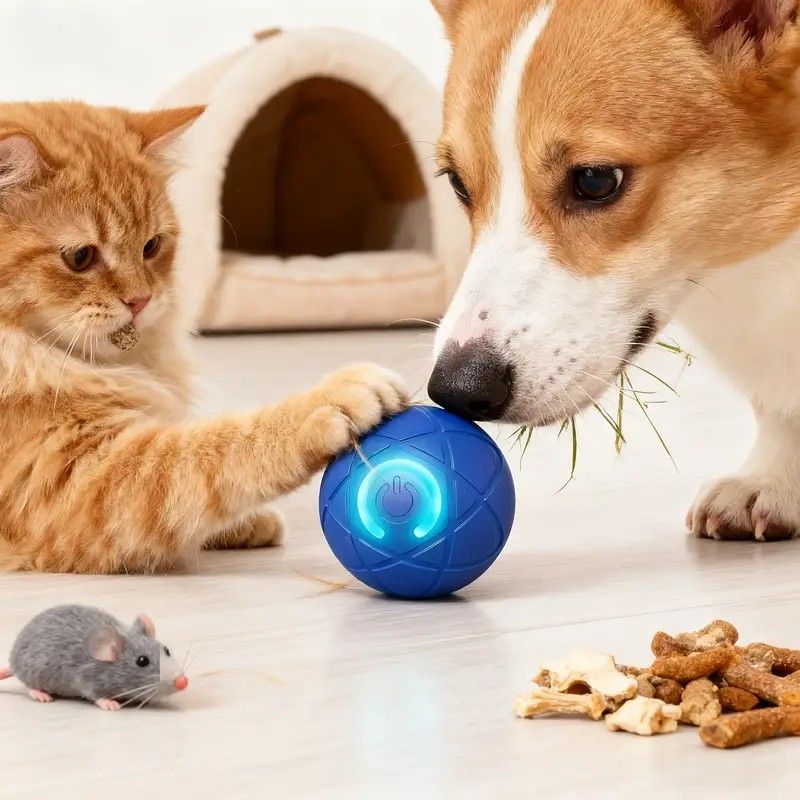 mart Interactive Rolling Pet Ball – Automatic Self-Moving Cat & Small Dog Toy, Bite-Resistant Rechargeable Boredom Buster 52mm(orange) - view 6
