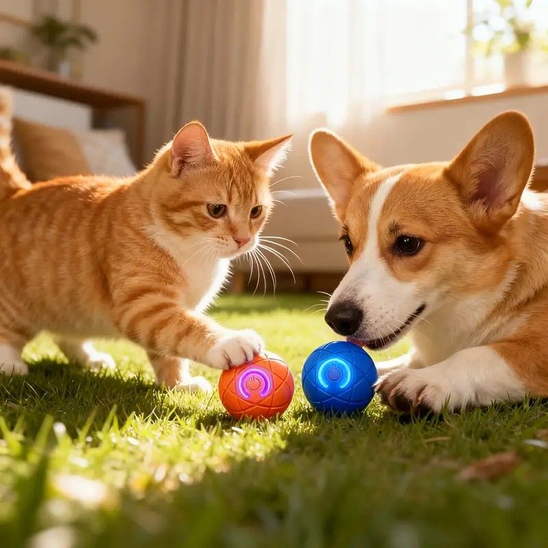 mart Interactive Rolling Pet Ball – Automatic Self-Moving Cat & Small Dog Toy, Bite-Resistant Rechargeable Boredom Buster 52mm(orange) - view 7