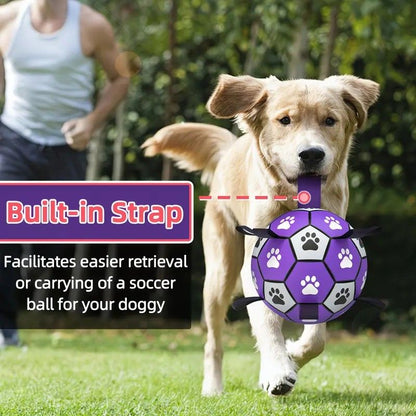 Dog Ball Toy Soccer Ball with Webbing Strap, Indoor and Outdoor Interactive Tug-of-War, Purple and Black Soccer Ball, Pet Toy for Large, Medium, and Small Dogs (Includes Air Pump) - view 3