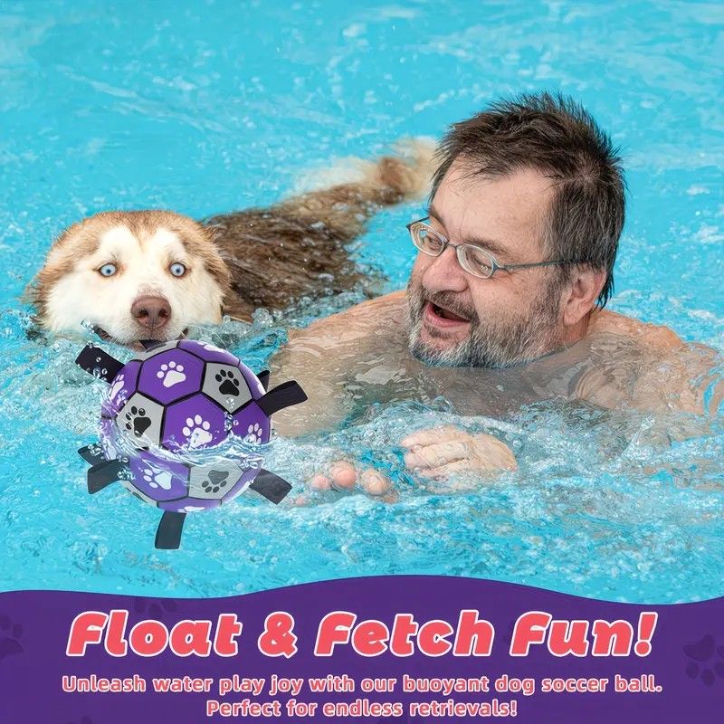 Dog Ball Toy Soccer Ball with Webbing Strap, Indoor and Outdoor Interactive Tug-of-War, Purple and Black Soccer Ball, Pet Toy for Large, Medium, and Small Dogs (Includes Air Pump) - view 5