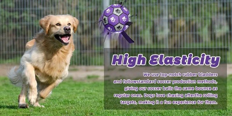 Dog Ball Toy Soccer Ball with Webbing Strap, Indoor and Outdoor Interactive Tug-of-War, Purple and Black Soccer Ball, Pet Toy for Large, Medium, and Small Dogs (Includes Air Pump) - view 8