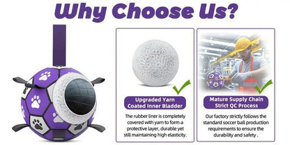Dog Ball Toy Soccer Ball with Webbing Strap, Indoor and Outdoor Interactive Tug-of-War, Purple and Black Soccer Ball, Pet Toy for Large, Medium, and Small Dogs (Includes Air Pump) - view 9