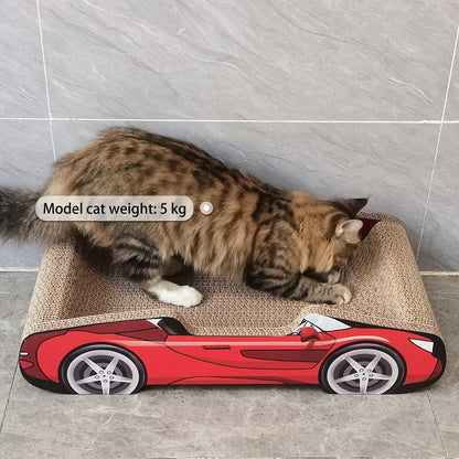 Bestselling Red Racing Car Cat Scratcher Bed | Corrugated Cardboard Durable Cat Bed + Scratcher 2-in-1, Suitable for Cats Under 7kg