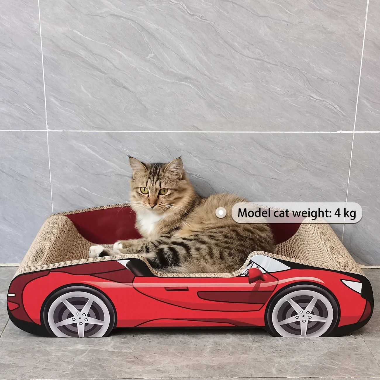 Bestselling Red Racing Car Cat Scratcher Bed | Corrugated Cardboard Durable Cat Bed + Scratcher 2-in-1, Suitable for Cats Under 7kg - view 2