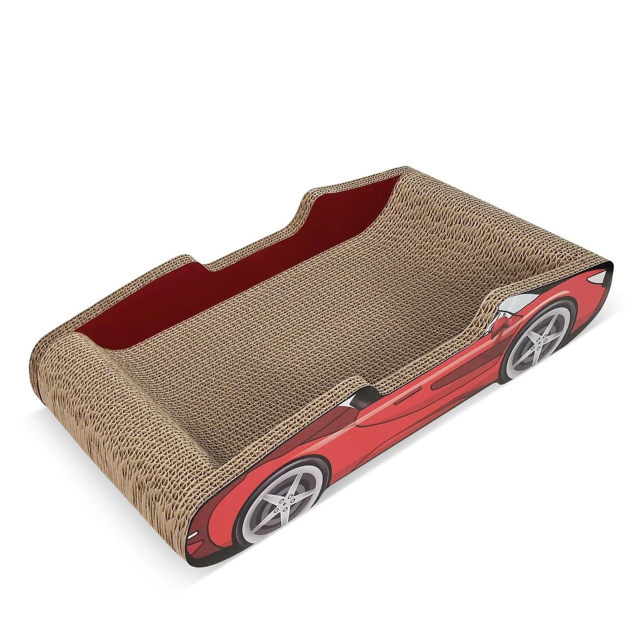Bestselling Red Racing Car Cat Scratcher Bed | Corrugated Cardboard Durable Cat Bed + Scratcher 2-in-1, Suitable for Cats Under 7kg - view 8
