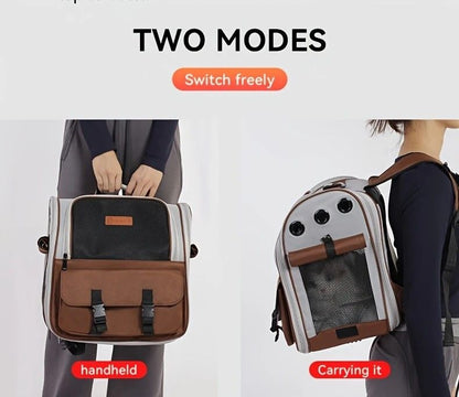 Cat Backpack Carrier - Lightweight, Foldable, Shape-Retaining Travel Bag for Cats and Small Dogs up to 8kg(Milk coffee color) - view 4