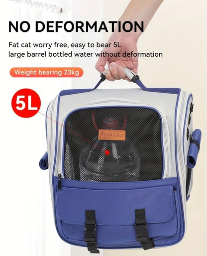 Cat Backpack Carrier - Lightweight, Foldable, Shape-Retaining Travel Bag for Cats and Small Dogs up to 8kg(Milk coffee color) - view 7