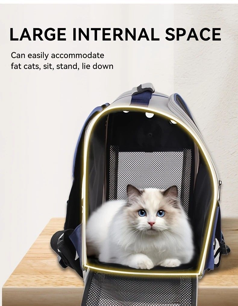 Cat Backpack Carrier - Lightweight, Foldable, Shape-Retaining Travel Bag for Cats and Small Dogs up to 8kg(Milk coffee color) - view 8