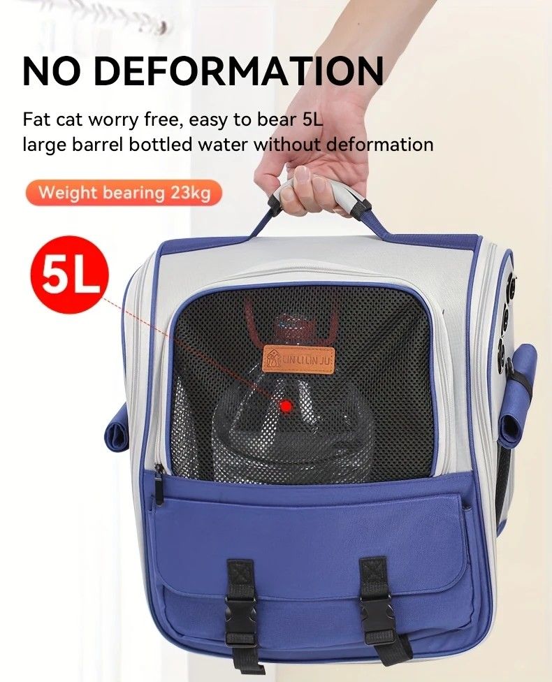 Cat Backpack Carrier - Lightweight, Foldable, Shape-Retaining Travel Bag for Cats and Small Dogs up to 8kg(BLUE) - view 5