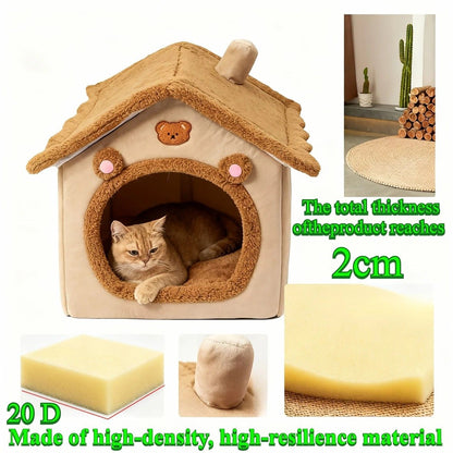 1 Pet Bed House for Cats, Detachable and Washable Cat House, Soft and Warm Winter Cat Bed, Small Dog Cave Nest( NO: L) - view 6