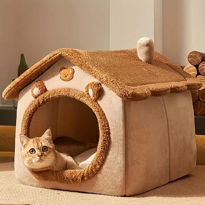 1 Pet Bed House for Cats, Detachable and Washable Cat House, Soft and Warm Winter Cat Bed, Small Dog Cave Nest( NO:M) - view 2