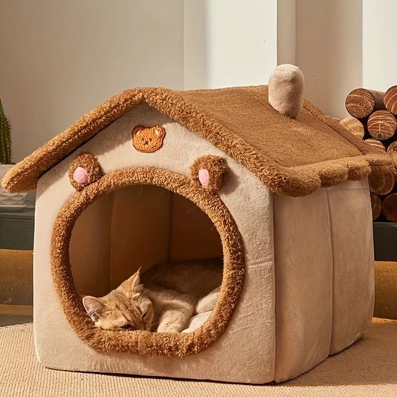 1 Pet Bed House for Cats, Detachable and Washable Cat House, Soft and Warm Winter Cat Bed, Small Dog Cave Nest( NO: S) - view 3