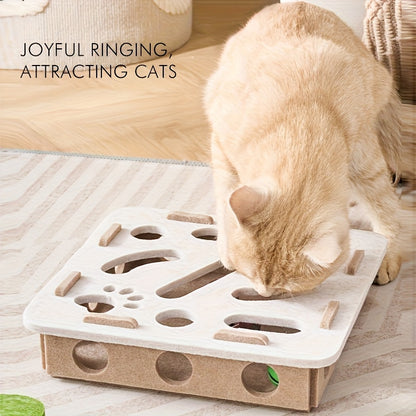 Interactive Cat Fun Box with Paw Print Design for Digging and Climbing, Includes 2 Hidden Balls, Made of Durable Plastic Material, Promotes Mental Stimulation and Exercise, Random Colors, Suitable for All Breeds and Sizes, green brown - view 2