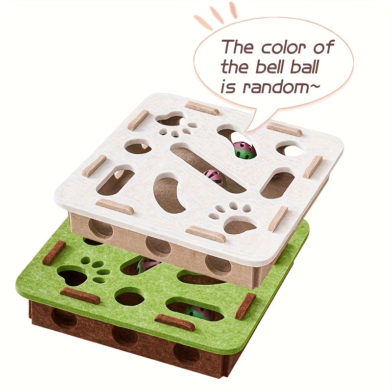 Interactive Cat Fun Box with Paw Print Design for Digging and Climbing, Includes 2 Hidden Balls, Made of Durable Plastic Material, Promotes Mental Stimulation and Exercise, Random Colors, Suitable for All Breeds and Sizes, green brown - view 3