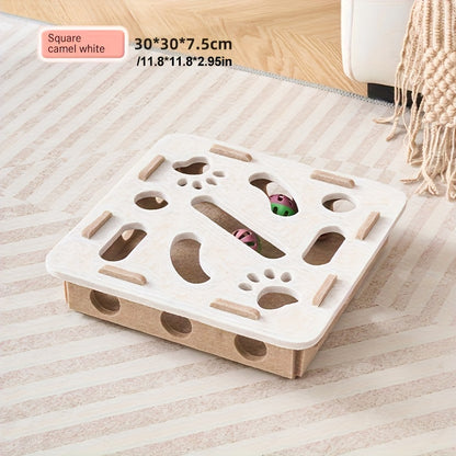 Interactive Cat Fun Box with Paw Print Design for Digging and Climbing, Includes 2 Hidden Balls, Made of Durable Plastic Material, Promotes Mental Stimulation and Exercise, Random Colors, Suitable for All Breeds and Sizes, green brown - view 6