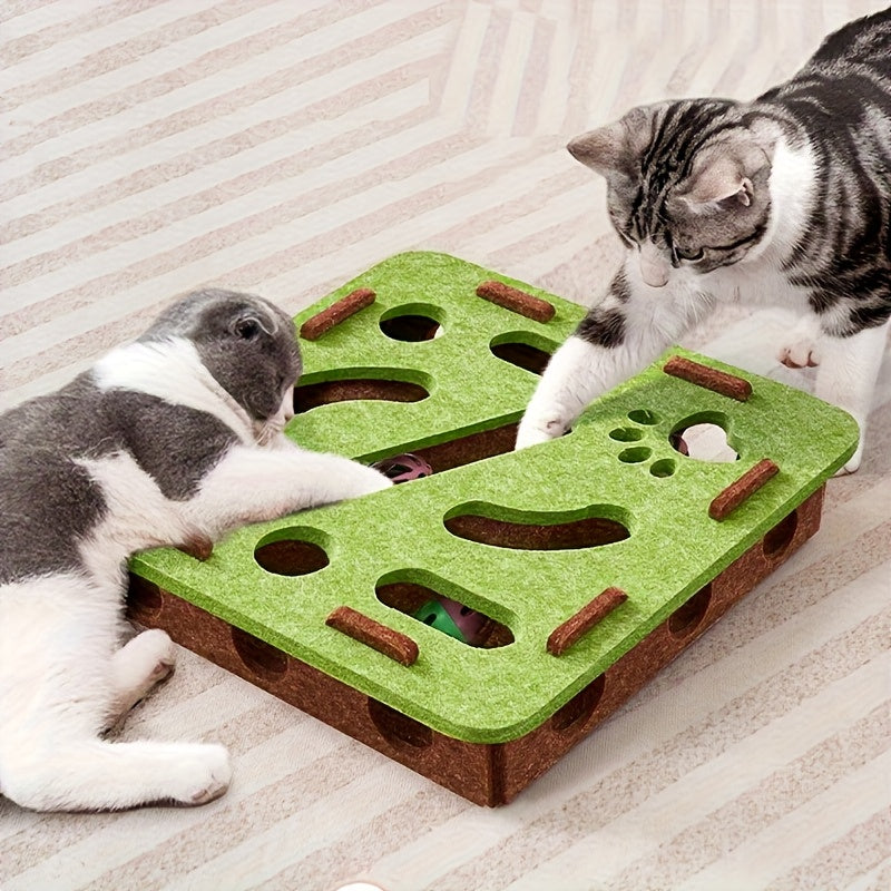 Interactive Cat Fun Box with Paw Print Design for Digging and Climbing, Includes 2 Hidden Balls, Made of Durable Plastic Material, Promotes Mental Stimulation and Exercise, Random Colors, Suitable for All Breeds and Sizes, green brown - view 7