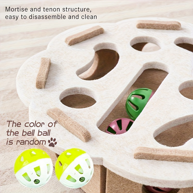 Interactive Cat Fun Box with Paw Print Design for Digging and Climbing, Includes 2 Hidden Balls, Made of Durable Plastic Material, Promotes Mental Stimulation and Exercise, Random Colors, Suitable for All Breeds and Sizes, green brown - view 8