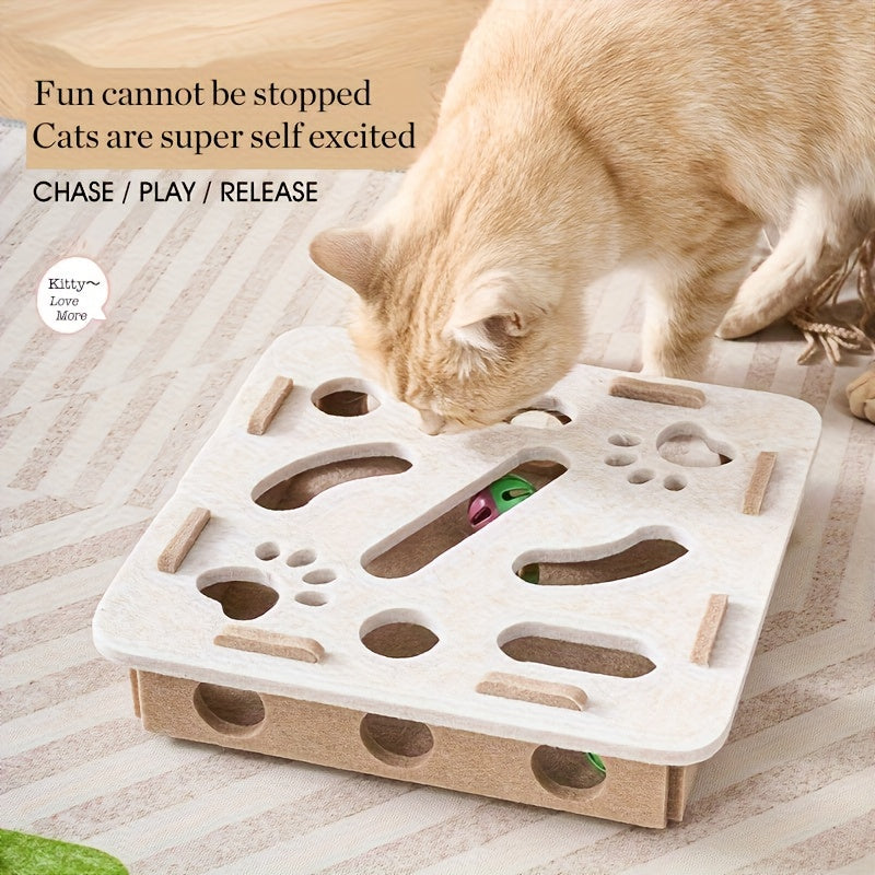 Interactive Cat Fun Box with Paw Print Design for Digging and Climbing, Includes 2 Hidden Balls, Made of Durable Plastic Material, Promotes Mental Stimulation and Exercise, Random Colors, Suitable for All Breeds and Sizes, green brown - view 9