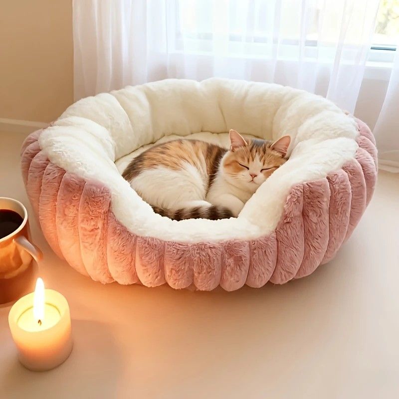 Pet owners are searching: Winter thick rabbit fur pet bed, ultimate cold-proof warmth solution(pink No. M)