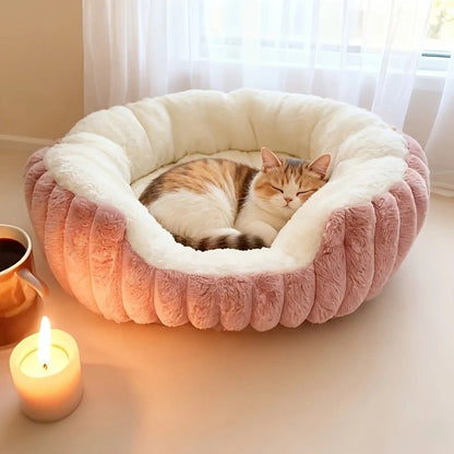 Pet owners are searching: Winter thick rabbit fur pet bed, ultimate cold-proof warmth solution(pink No. M)