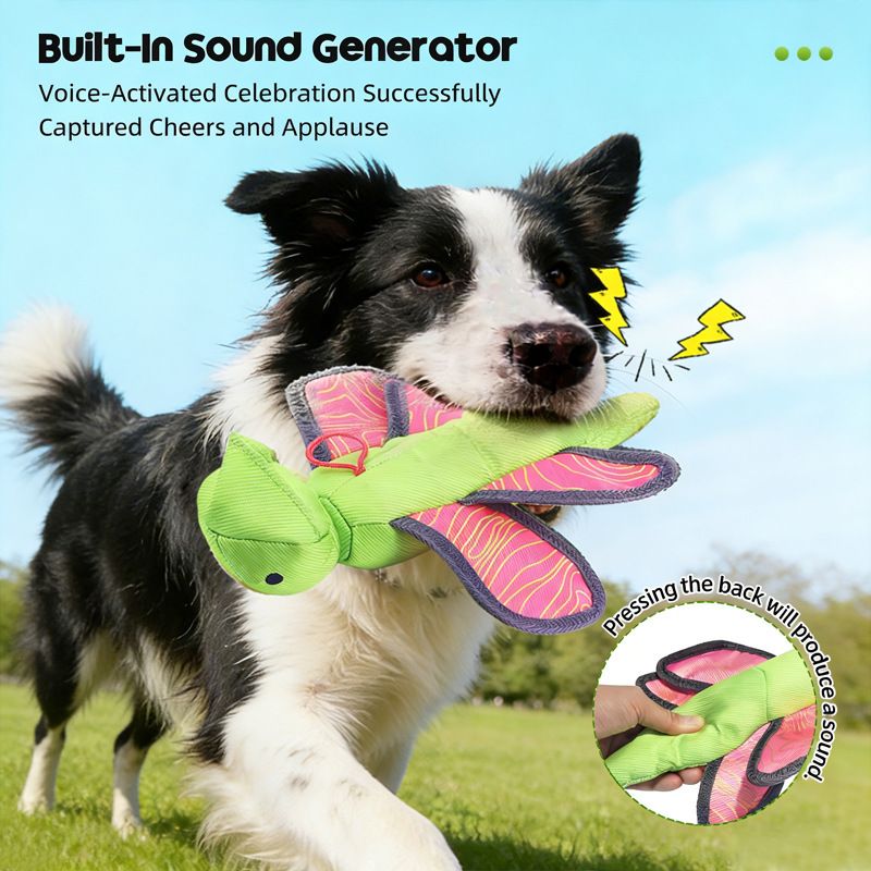 Bouncy Flying Bug (Captain Dragonfly) Pet Interactive Toy: Launch and Sound Effects with 360° Rotation, Bite-Resistant Oxford Fabric for Fun Between Pets and Owners - view 2