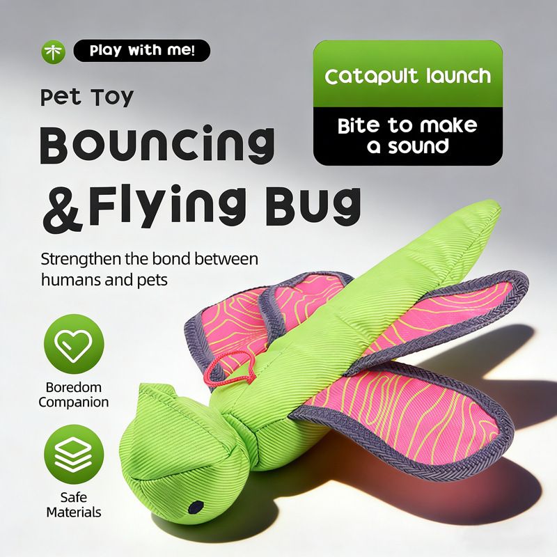 Bouncy Flying Bug (Captain Dragonfly) Pet Interactive Toy: Launch and Sound Effects with 360° Rotation, Bite-Resistant Oxford Fabric for Fun Between Pets and Owners - view 4
