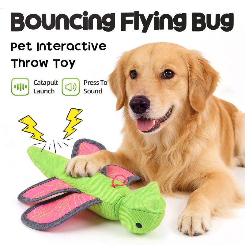 Bouncy Flying Bug (Captain Dragonfly) Pet Interactive Toy: Launch and Sound Effects with 360° Rotation, Bite-Resistant Oxford Fabric for Fun Between Pets and Owners - view 8