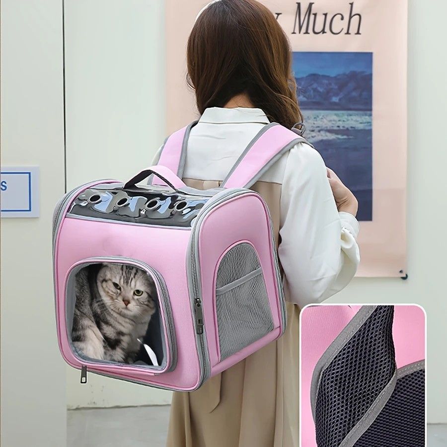 Pet Backpack Portable Transparent Foldable Comfort Design Hands-Free Travel for Cats Small Dogs(YELLOW) - view 8
