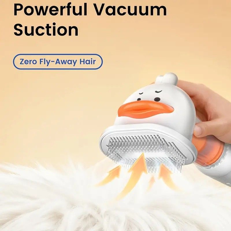 Vacuum Dog Cat Brush De-shedding Tool, 4-in-1 Self-Cleaning Slicker Brush and Undercoat Rake, De-shedding Grooming Tool, Anti-Static, Massage, Brushing Multi-Functional All-in-One (White) - view 2