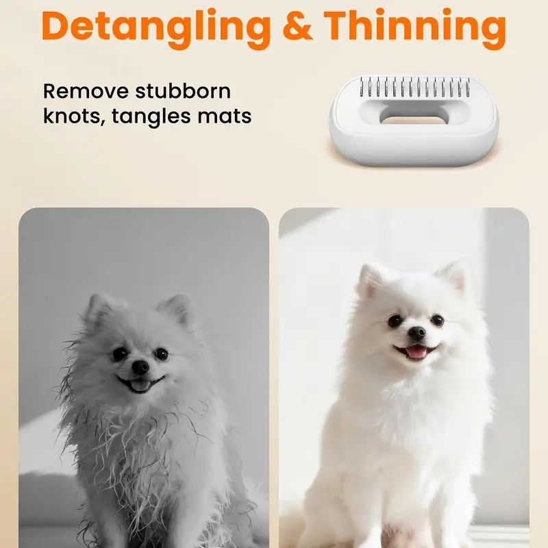 Vacuum Dog Cat Brush De-shedding Tool, 4-in-1 Self-Cleaning Slicker Brush and Undercoat Rake, De-shedding Grooming Tool, Anti-Static, Massage, Brushing Multi-Functional All-in-One (White) - view 3
