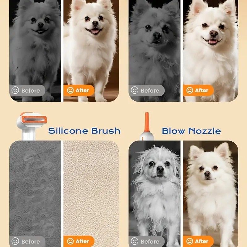 Vacuum Dog Cat Brush De-shedding Tool, 4-in-1 Self-Cleaning Slicker Brush and Undercoat Rake, De-shedding Grooming Tool, Anti-Static, Massage, Brushing Multi-Functional All-in-One (White) - view 4