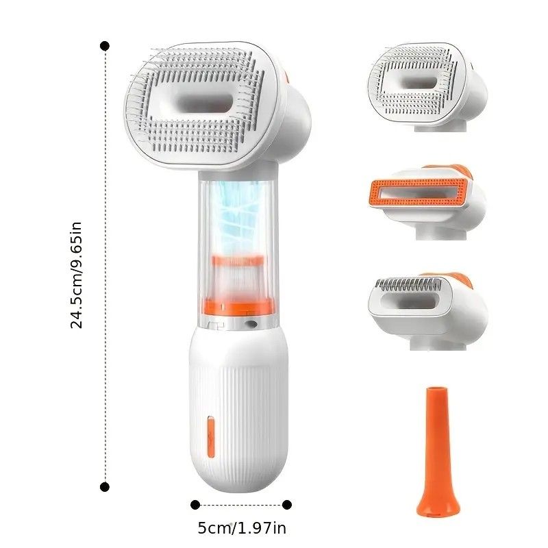 Vacuum Dog Cat Brush De-shedding Tool, 4-in-1 Self-Cleaning Slicker Brush and Undercoat Rake, De-shedding Grooming Tool, Anti-Static, Massage, Brushing Multi-Functional All-in-One (White) - view 6
