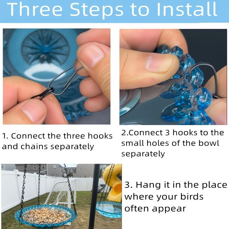 Chain-hung Double-layer Bird Feeder, transparent bowls for easy observation, thickened iron chain for stable load-bearing, adding natural vitality and bird-watching fun to your courtyard./purple - view 6
