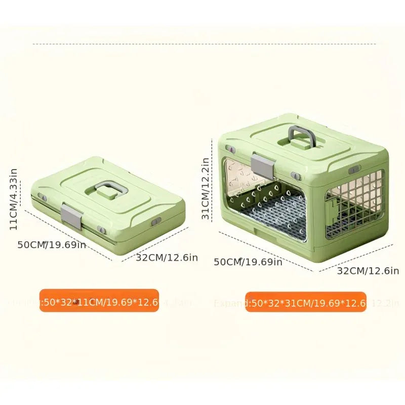 Foldable Pet Travel Carrier, PP Material with Reinforced Iron Mesh, Four Colors Available, Spacious When Expanded, Space-Saving When Folded – Ideal for Travel and Home Use, a Cozy Den for Your Pet./Lotus root powder - view 5