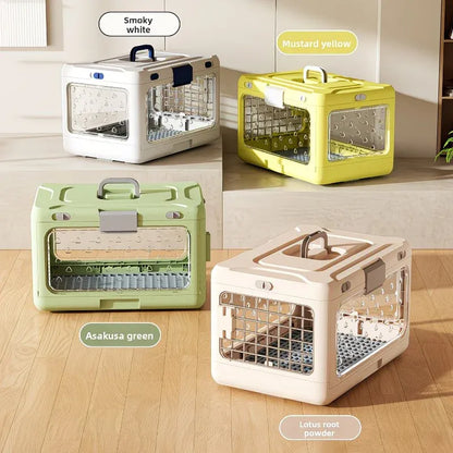 Foldable Pet Travel Carrier, PP Material with Reinforced Iron Mesh, Four Colors Available, Spacious When Expanded, Space-Saving When Folded – Ideal for Travel and Home Use, a Cozy Den for Your Pet./Lotus root powder - view 7