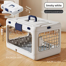Foldable Pet Travel Carrier, PP Material with Reinforced Iron Mesh, Four Colors Available, Spacious When Expanded, Space-Saving When Folded – Ideal for Travel and Home Use, a Cozy Den for Your Pet./Smoky white