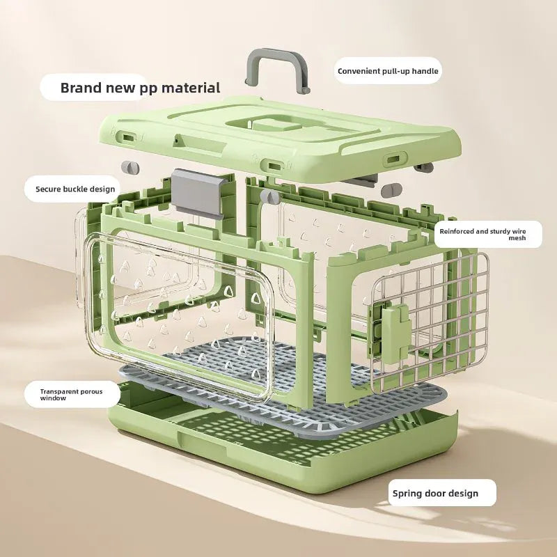Foldable Pet Travel Carrier, PP Material with Reinforced Iron Mesh, Four Colors Available, Spacious When Expanded, Space-Saving When Folded – Ideal for Travel and Home Use, a Cozy Den for Your Pet./Smoky white - view 8