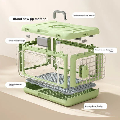 Foldable Pet Travel Carrier, PP Material with Reinforced Iron Mesh, Four Colors Available, Spacious When Expanded, Space-Saving When Folded – Ideal for Travel and Home Use, a Cozy Den for Your Pet./Smoky white - view 8