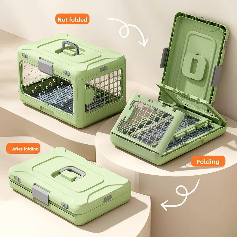 Foldable Pet Travel Carrier, PP Material with Reinforced Iron Mesh, Four Colors Available, Spacious When Expanded, Space-Saving When Folded – Ideal for Travel and Home Use, a Cozy Den for Your Pet./Mustard yellow - view 6