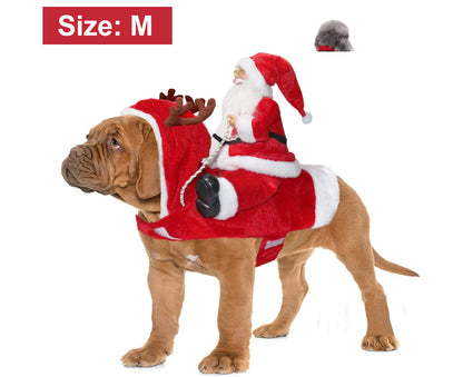 Santa Dog Costume Christmas Pet Clothes Santa Claus Riding Pet Costumes Party Dressing Up Dogs Cats Outfit For Small Medium Dogs Cats - view 2
