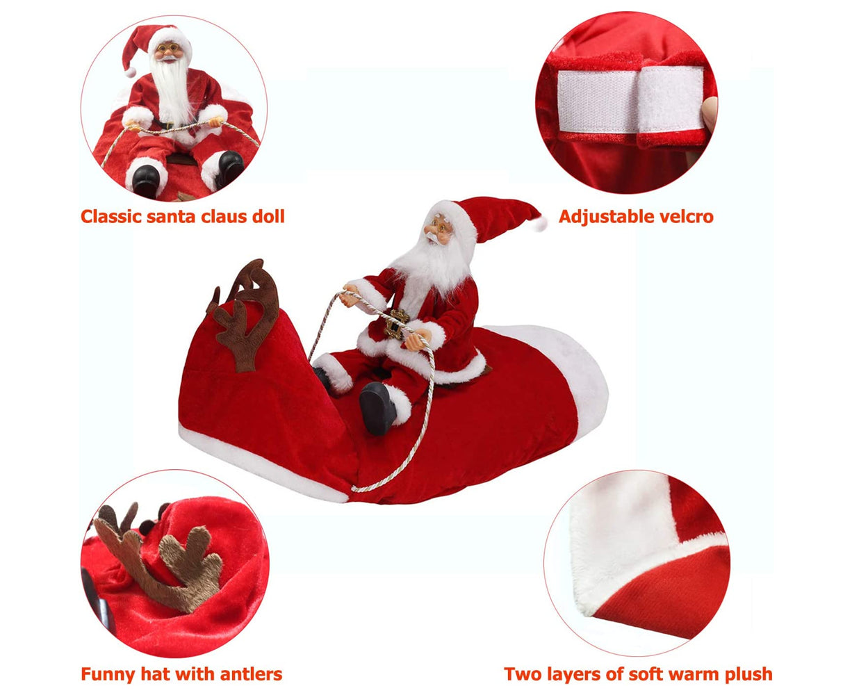 Santa Dog Costume Christmas Pet Clothes Santa Claus Riding Pet Costumes Party Dressing Up Dogs Cats Outfit For Small Medium Dogs Cats - view 4