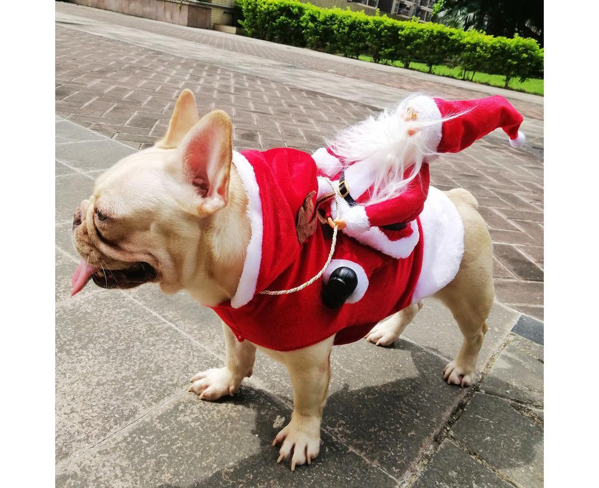 Santa Dog Costume Christmas Pet Clothes Santa Claus Riding Pet Costumes Party Dressing Up Dogs Cats Outfit For Small Medium Dogs Cats - view 5